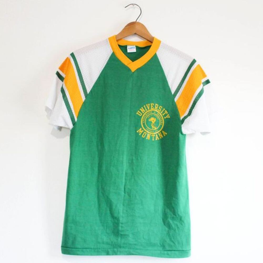 Vintage 70s Montana Grizzlies Green T Shirt Mens Large NCAA College